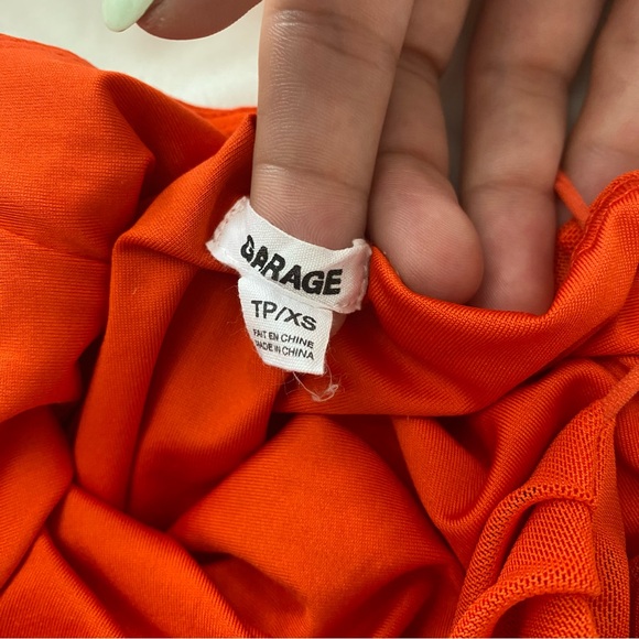 GARAGE | Morgan mesh ruched cami dress in mandarin red - Picture 9 of 10